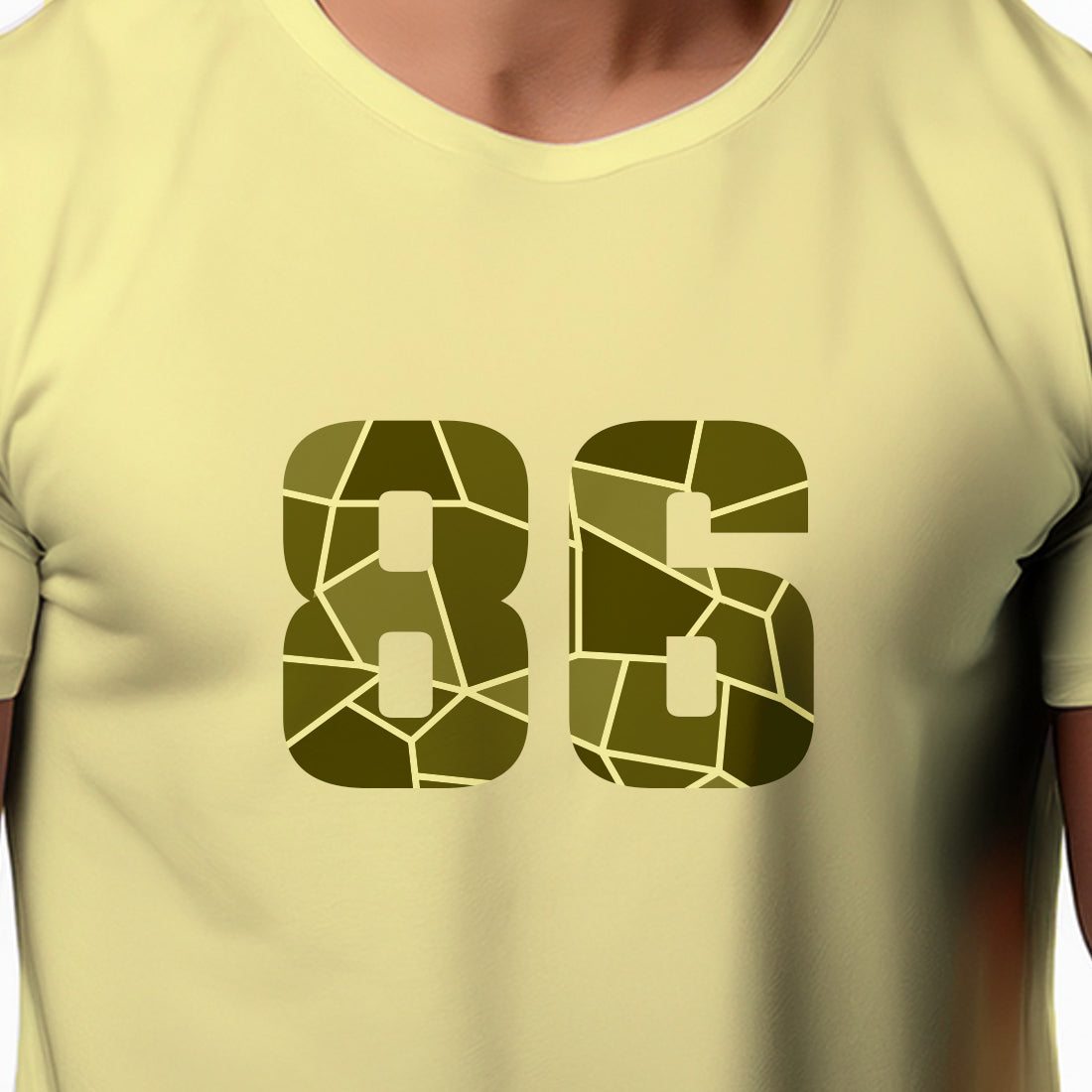 86 Number Men Unisex T-Shirt | Custom Number Graphic Tee (Butter Yellow)