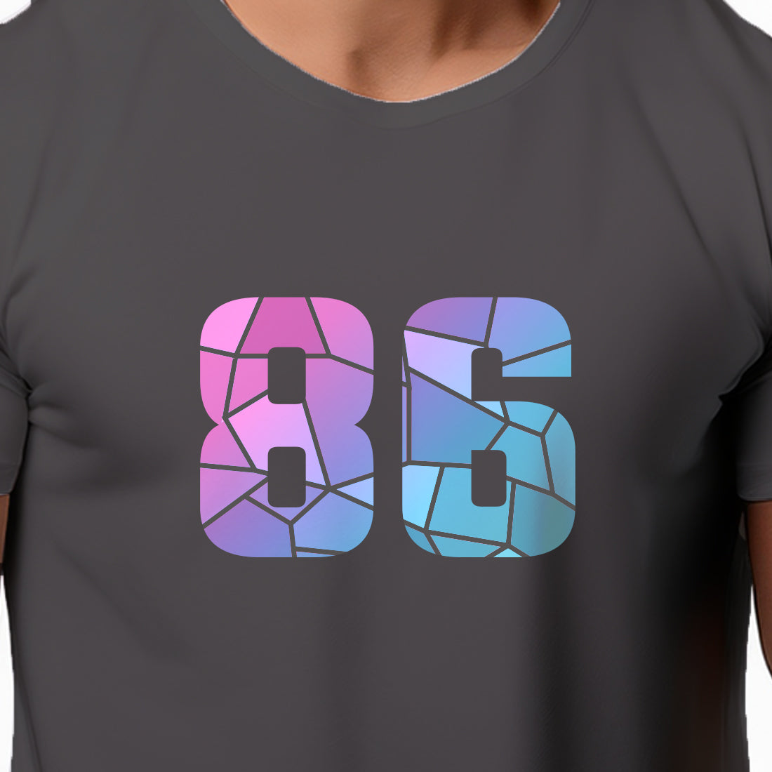 86 Number Men Unisex T-Shirt | Custom Number Graphic Tee (Charcoal Grey)
