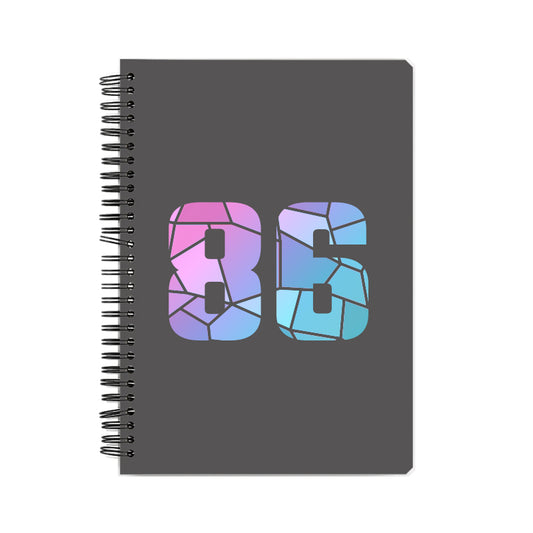 86 Number Notebook (Charcoal Grey, A5 Size, 100 Pages, Ruled, 6 Pack)