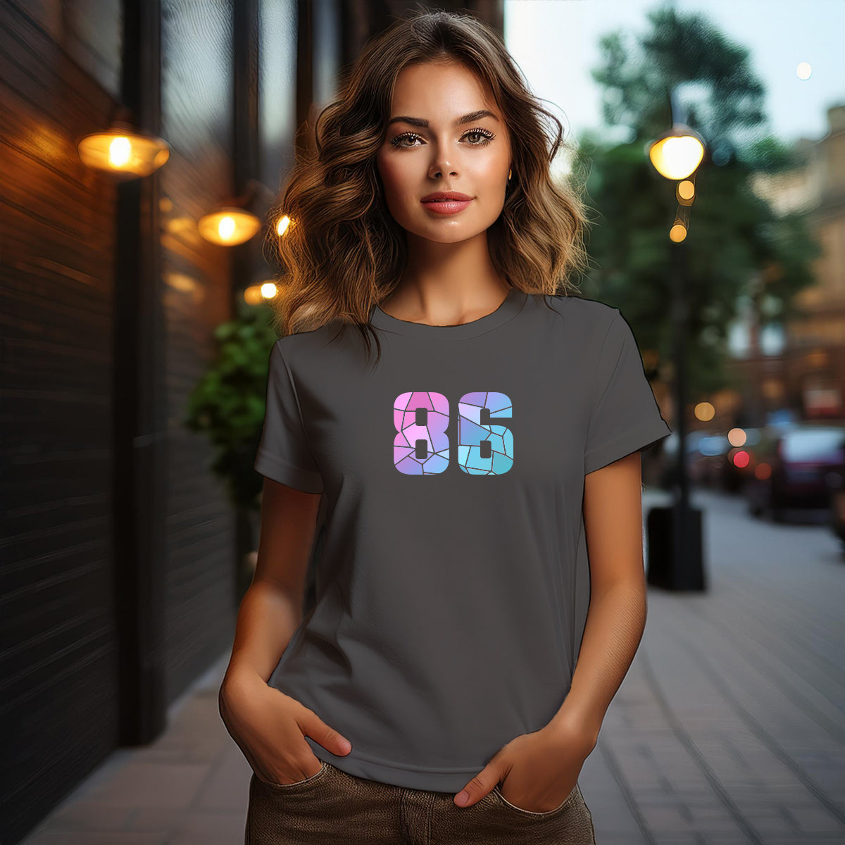86 Number Women T-Shirt (Charcoal Grey)