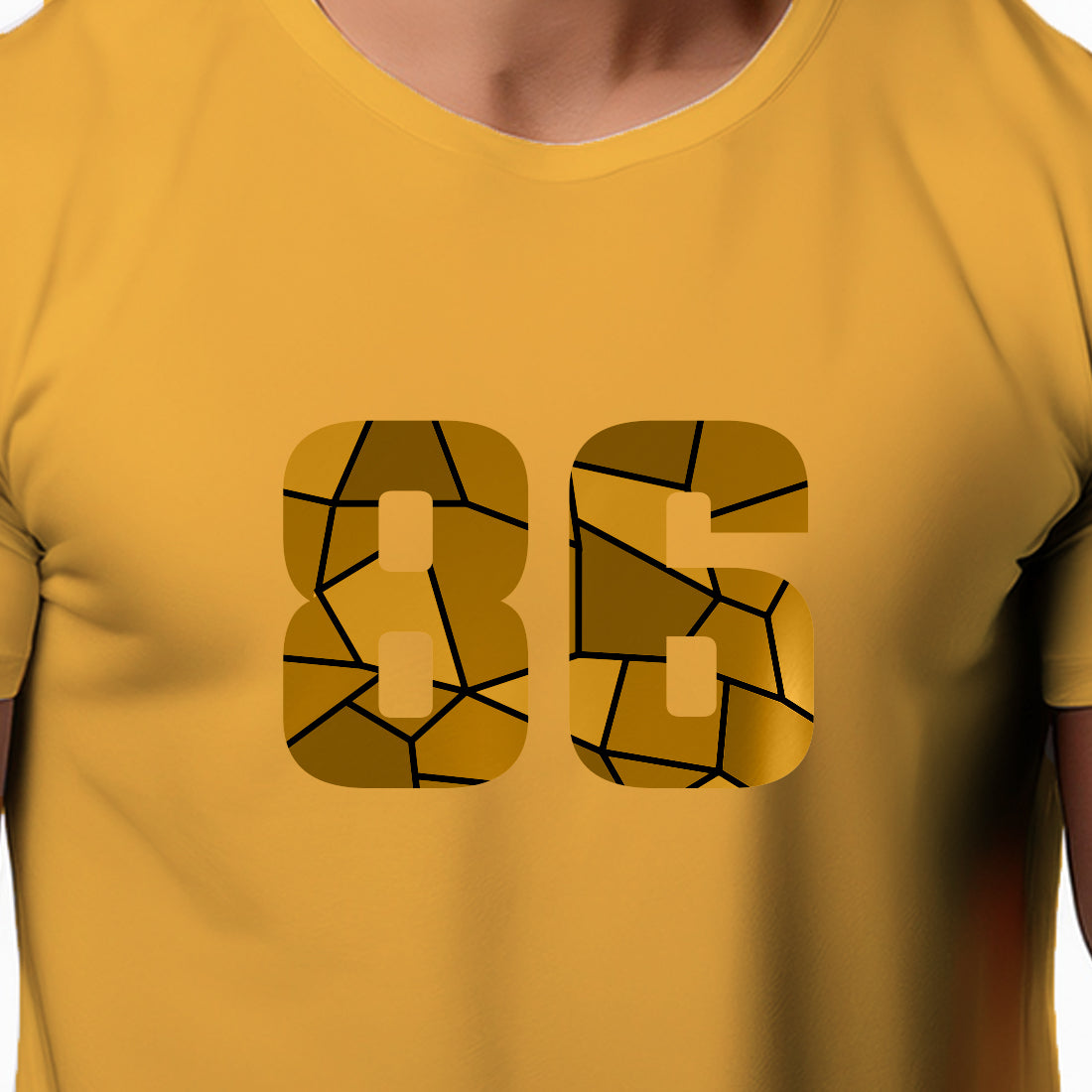 86 Number Men Unisex T-Shirt | Custom Number Graphic Tee (Golden Yellow)
