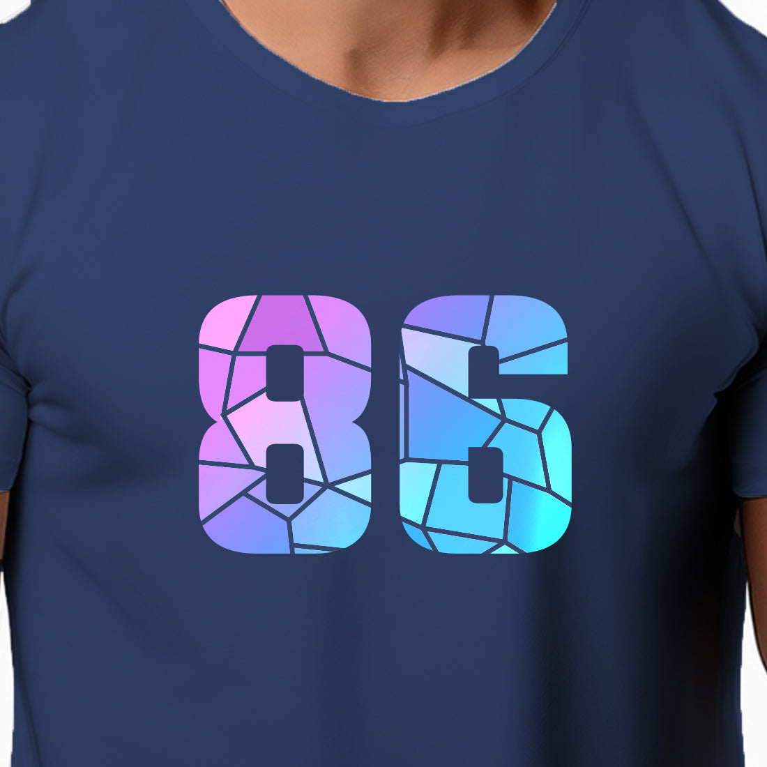 86 Number Men Unisex T-Shirt | Custom Number Graphic Tee (Navy Blue)