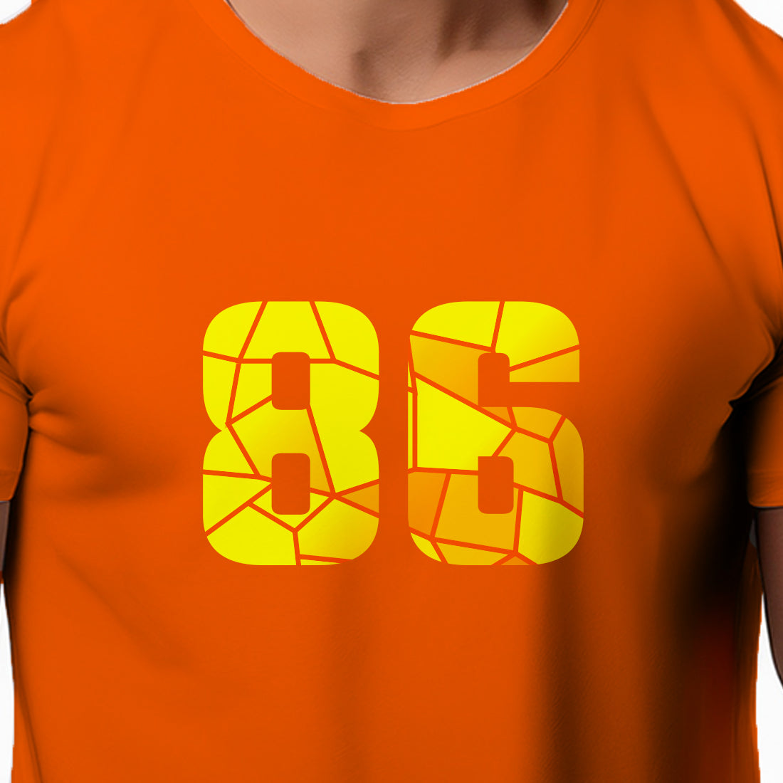 86 Number Men Unisex T-Shirt | Custom Number Graphic Tee (Orange)