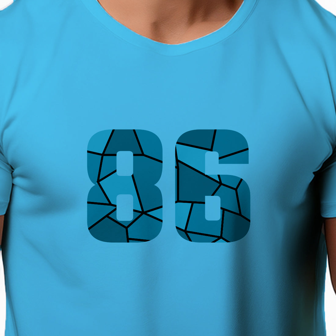 86 Number Men Unisex T-Shirt | Custom Number Graphic Tee (Sky Blue)