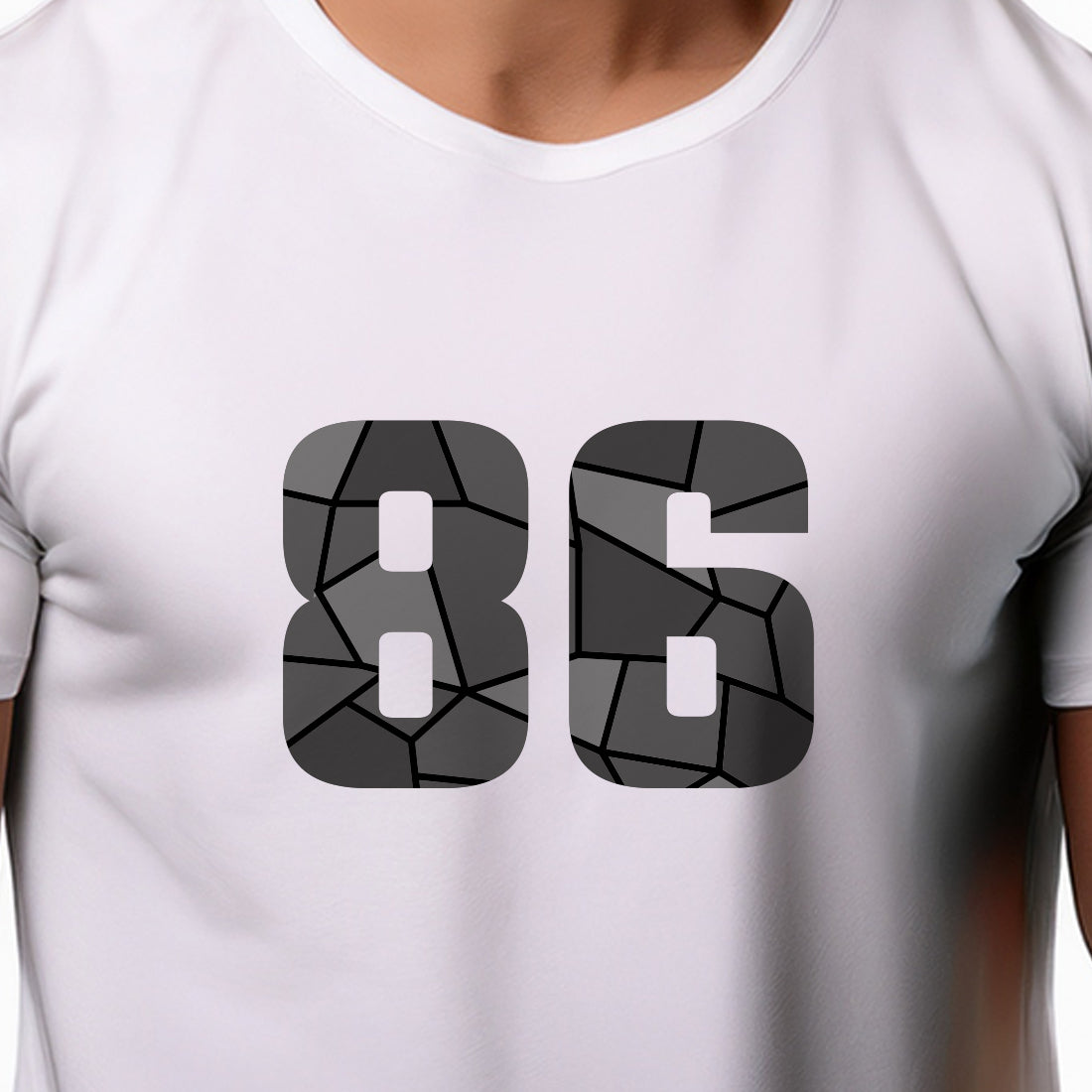 86 Number Men Unisex T-Shirt | Custom Number Graphic Tee (White)