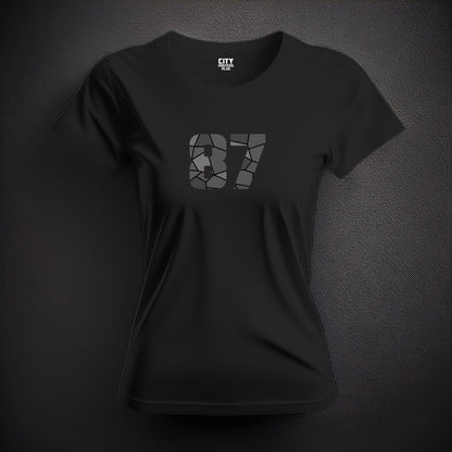 87 Number Women T-Shirt (Black) | Stylish Numeric Graphic Tee