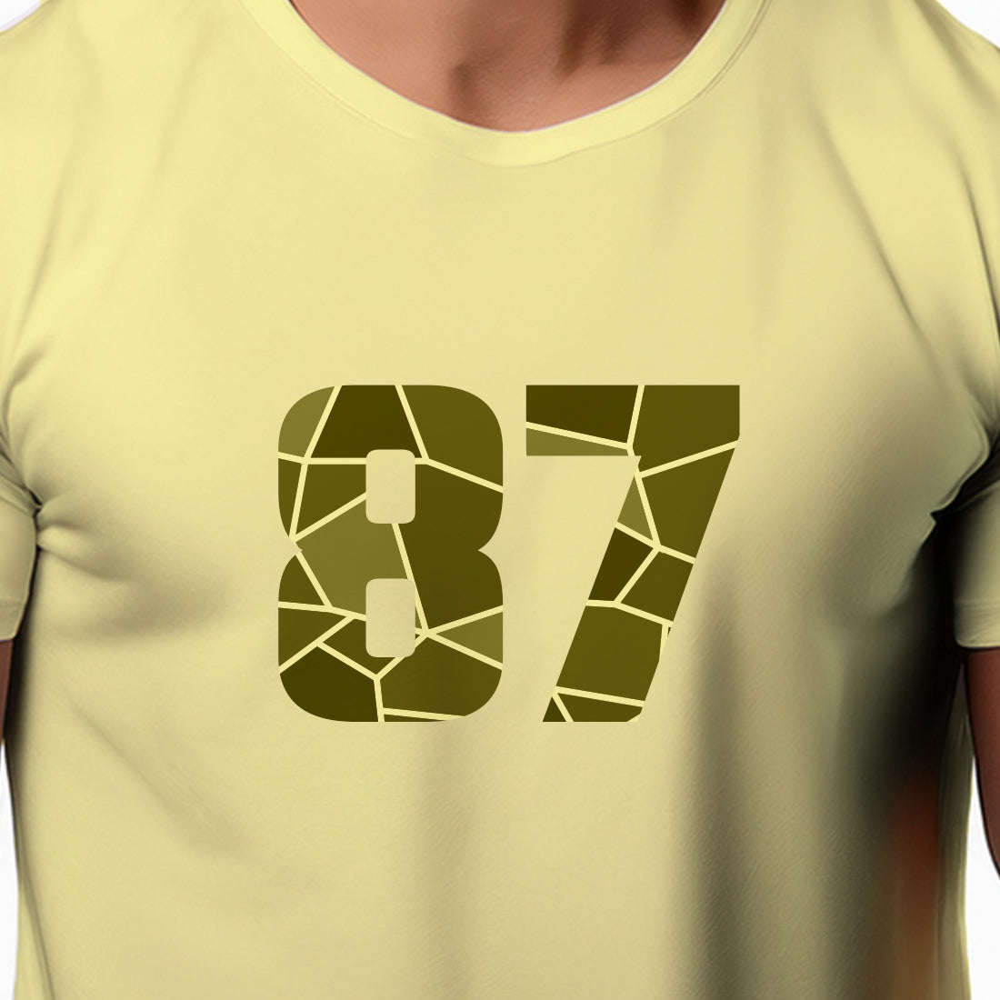 87 Number Men Unisex T-Shirt | Custom Number Graphic Tee (Butter Yellow)