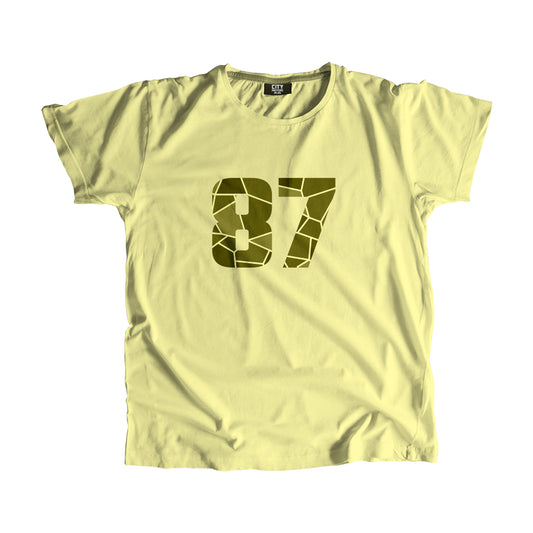87 Number Men Unisex T-Shirt | Custom Number Graphic Tee (Butter Yellow)