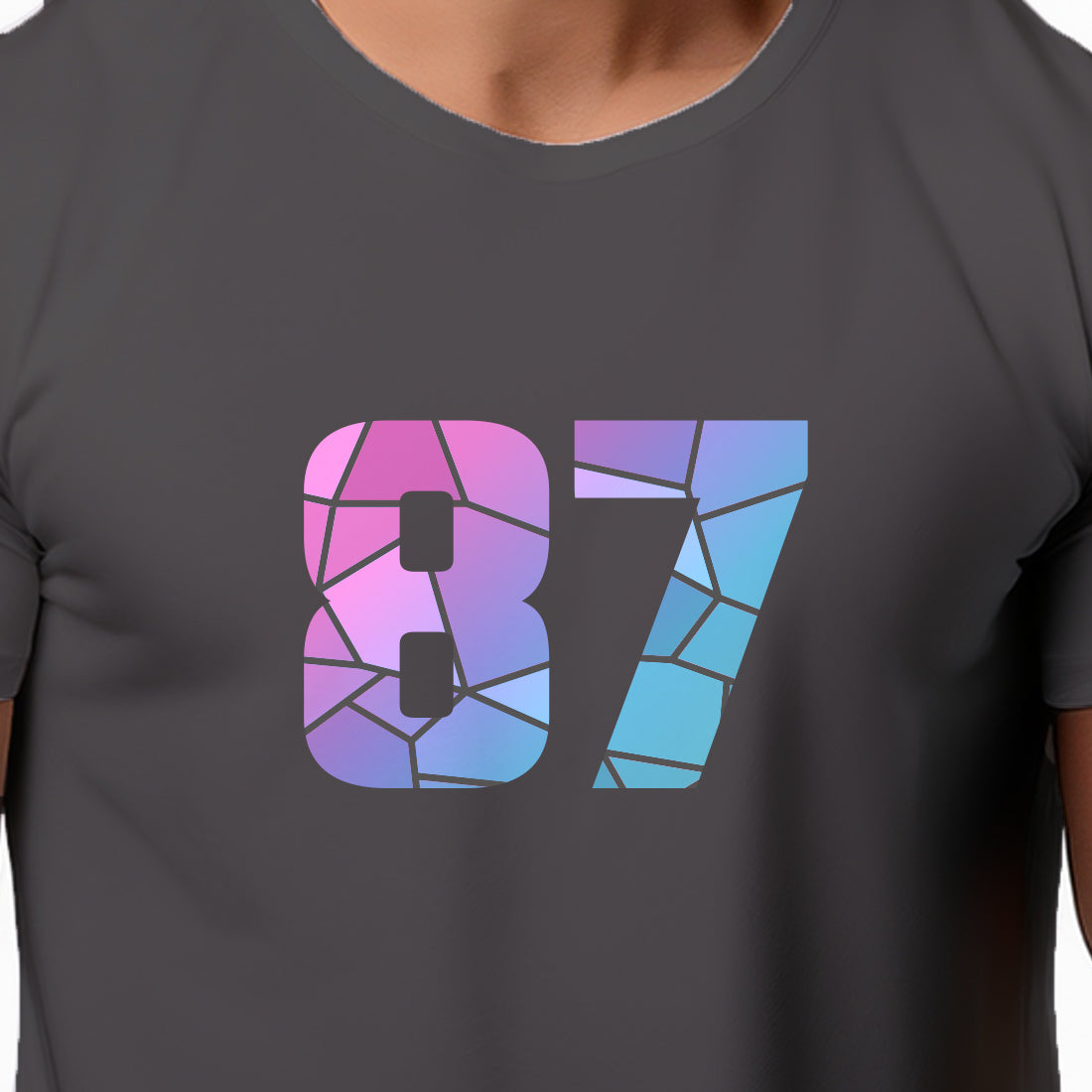 87 Number Men Unisex T-Shirt | Custom Number Graphic Tee (Charcoal Grey)