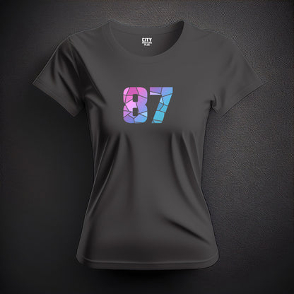 87 Number Women T-Shirt (Charcoal Grey) | Stylish Numeric Graphic Tee