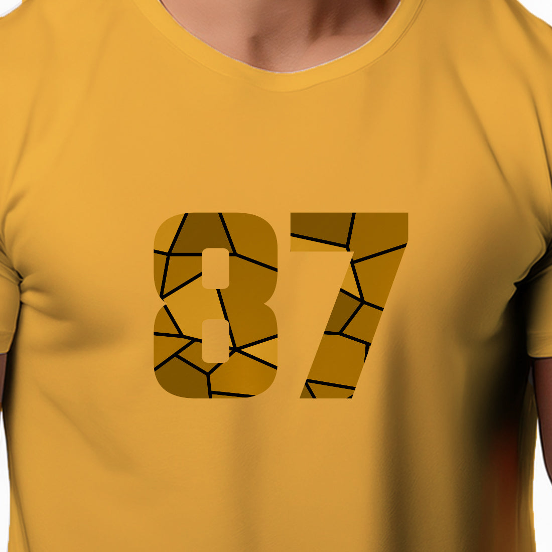 87 Number Men Unisex T-Shirt | Custom Number Graphic Tee (Golden Yellow)