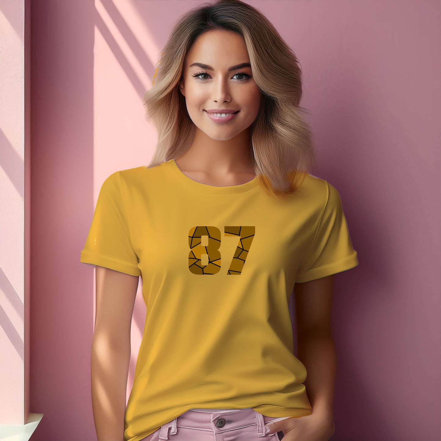 87 Number Women T-Shirt (Golden Yellow)