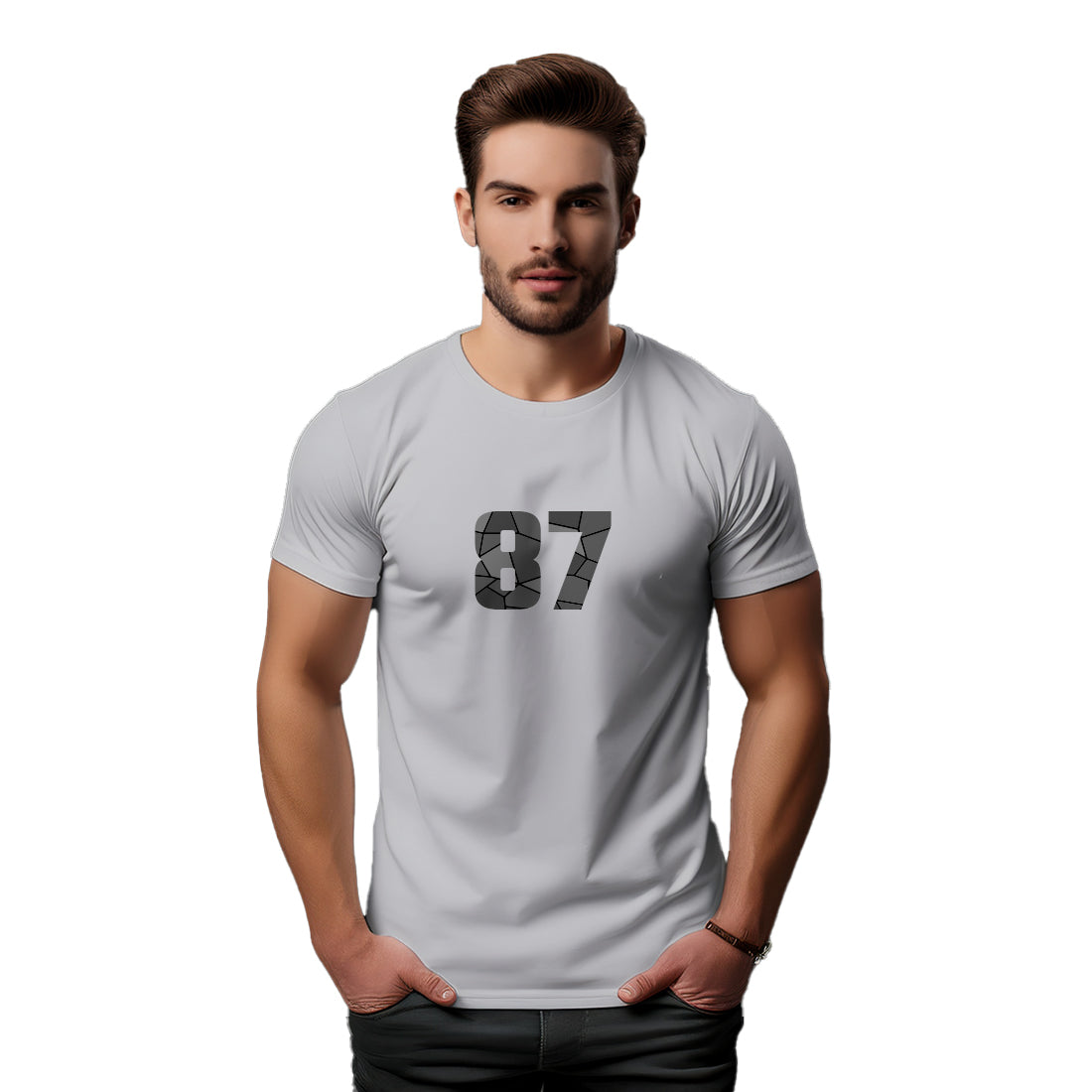 87 Number Men Unisex T-Shirt (Melange Grey)