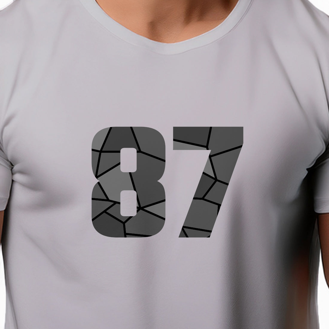 87 Number Men Unisex T-Shirt | Custom Number Graphic Tee (Melange Grey)