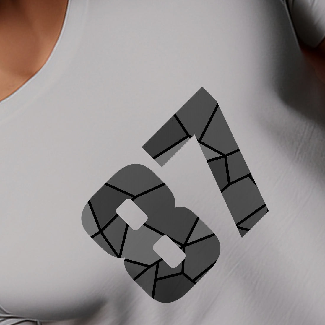 87 Number Men Unisex T-Shirt | Custom Number Graphic Tee (Melange Grey)