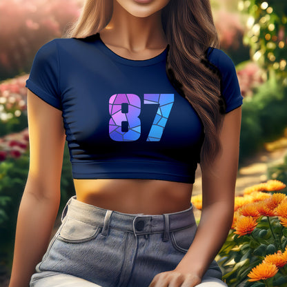87 Number Women Crop Top (Navy Blue)