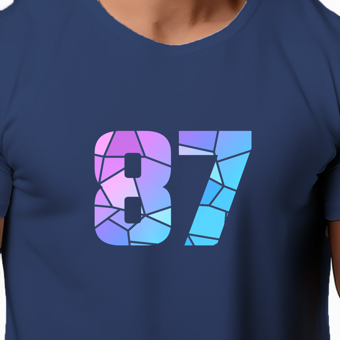 87 Number Men Unisex T-Shirt | Custom Number Graphic Tee (Navy Blue)