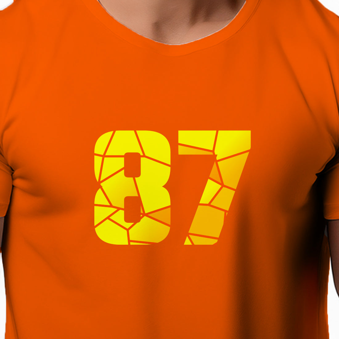 87 Number Men Unisex T-Shirt | Custom Number Graphic Tee (Orange)