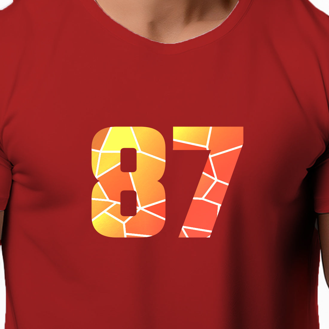 87 Number Men Unisex T-Shirt | Custom Number Graphic Tee (Red)