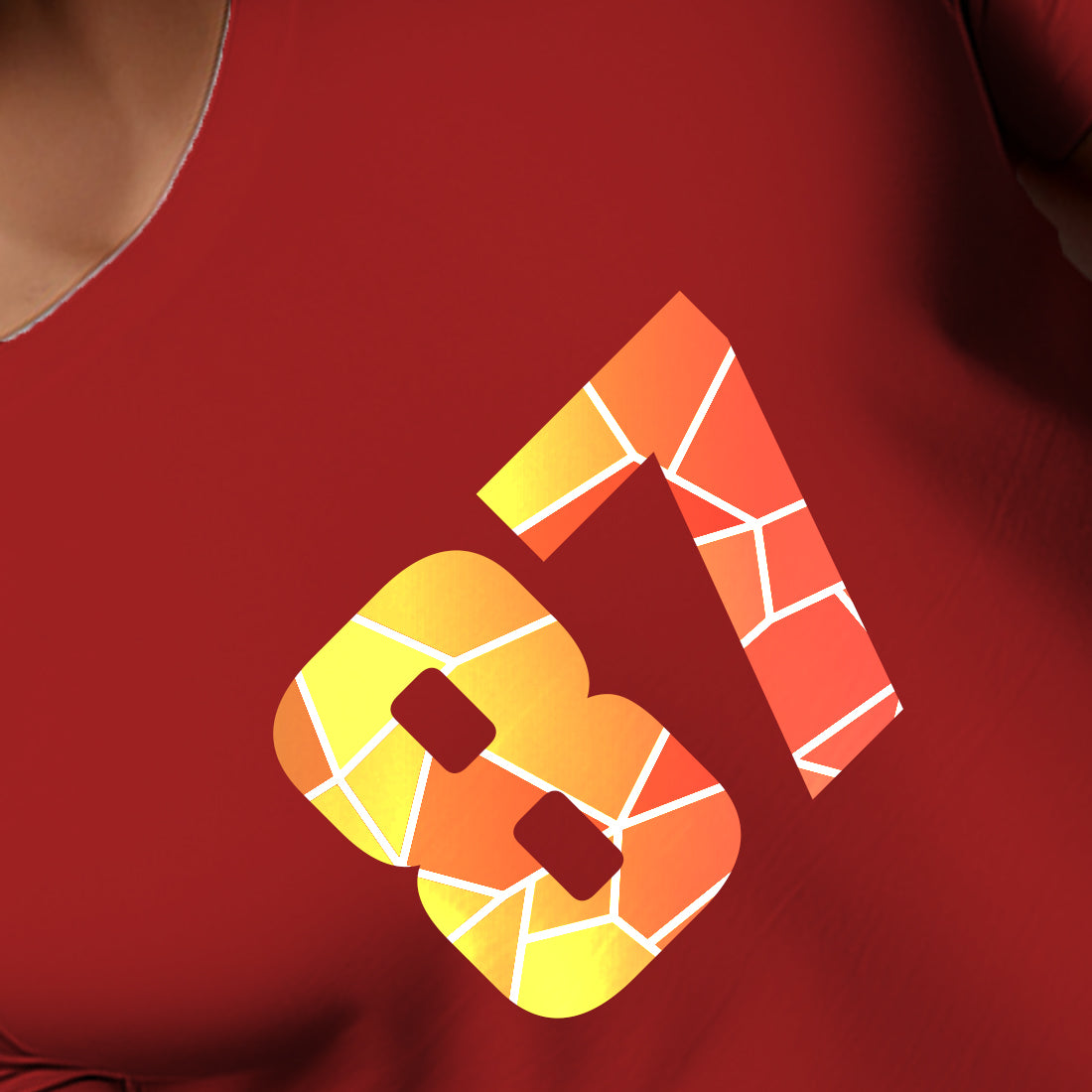87 Number Men Unisex T-Shirt | Custom Number Graphic Tee (Red)