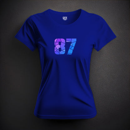 87 Number Women T-Shirt (Royal Blue) | Stylish Numeric Graphic Tee