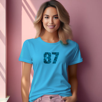 87 Number Women T-Shirt (Sky Blue) | Stylish Numeric Graphic Tee