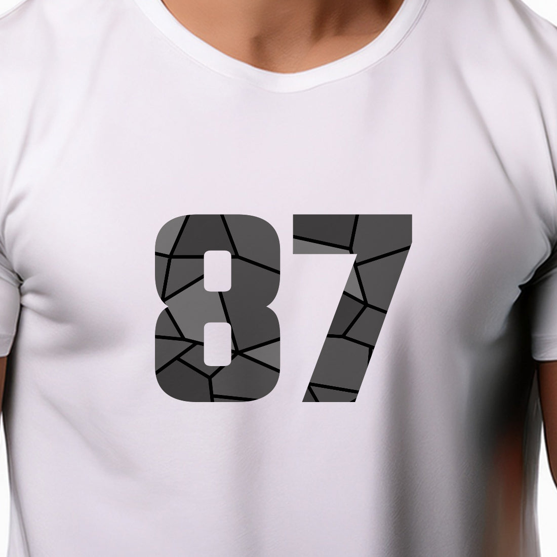 87 Number Men Unisex T-Shirt | Custom Number Graphic Tee (White)