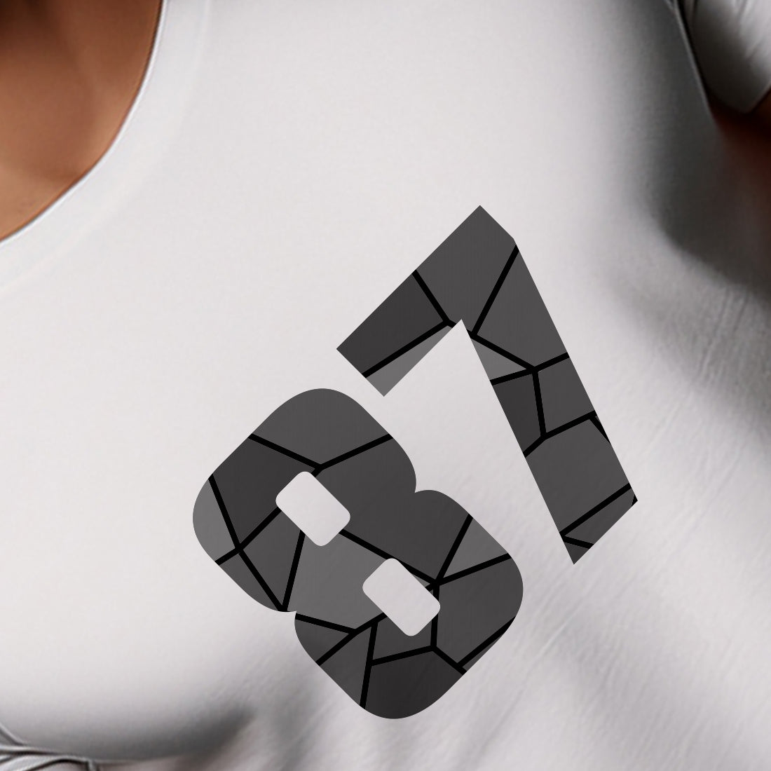 87 Number Men Unisex T-Shirt | Custom Number Graphic Tee (White)