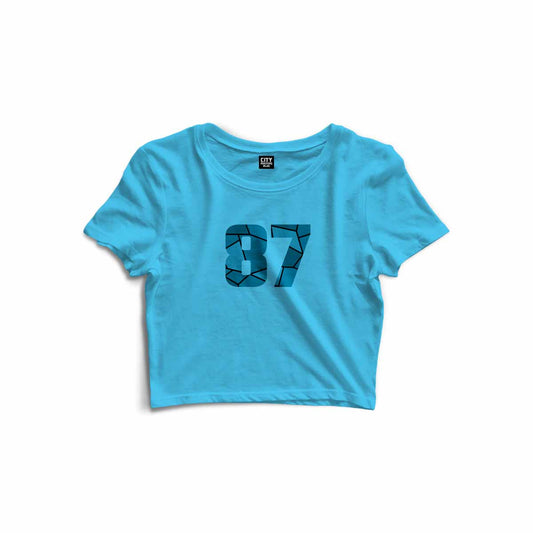 87 Number Women Crop Top (Sky Blue)