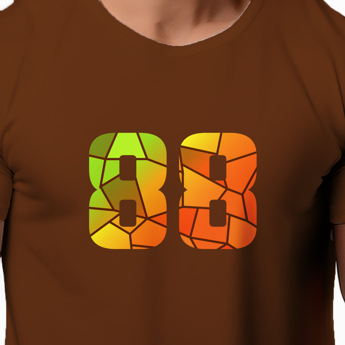 88 Number Men Unisex T-Shirt | Custom Number Graphic Tee (Brown)
