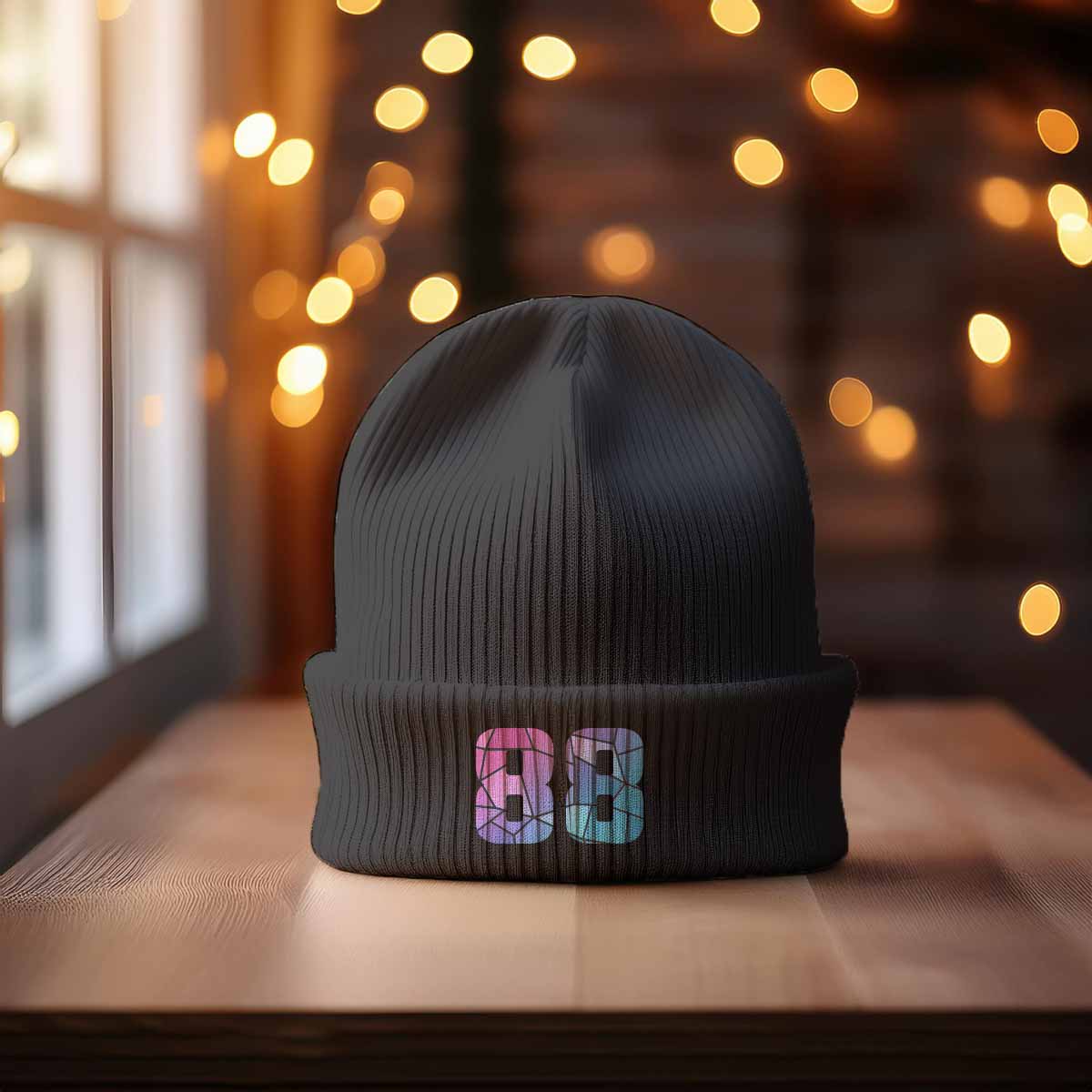 88 Number Cuffed Beanie (Dark Grey)