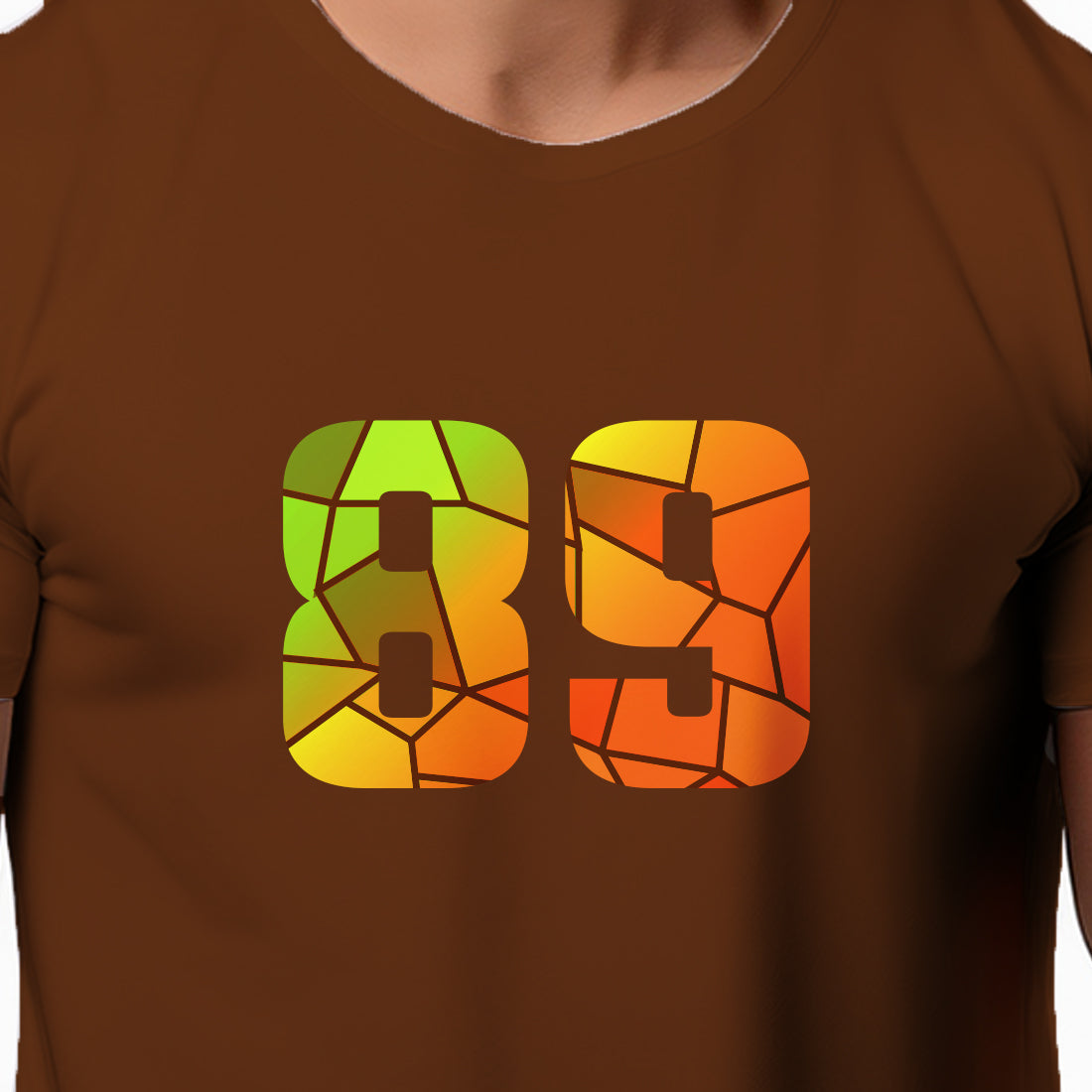 89 Number Men Unisex T-Shirt | Custom Number Graphic Tee (Brown)