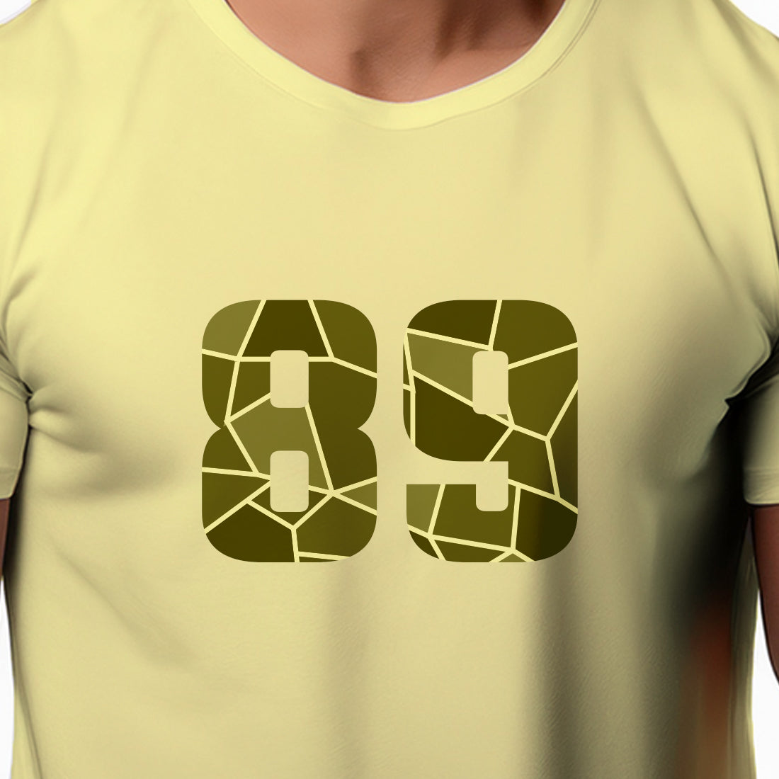 89 Number Men Unisex T-Shirt | Custom Number Graphic Tee (Butter Yellow)