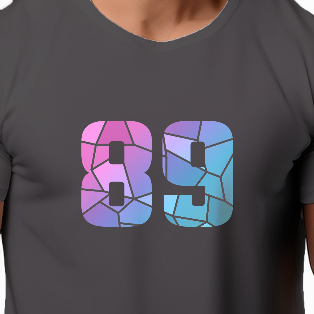 89 Number Men Unisex T-Shirt | Custom Number Graphic Tee (Charcoal Grey)