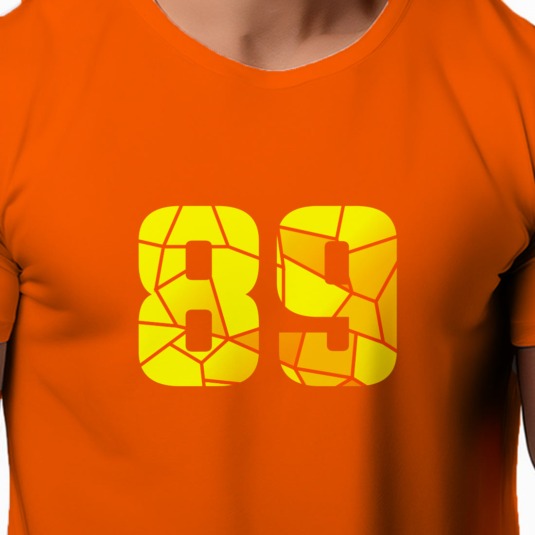 89 Number Men Unisex T-Shirt | Custom Number Graphic Tee (Orange)