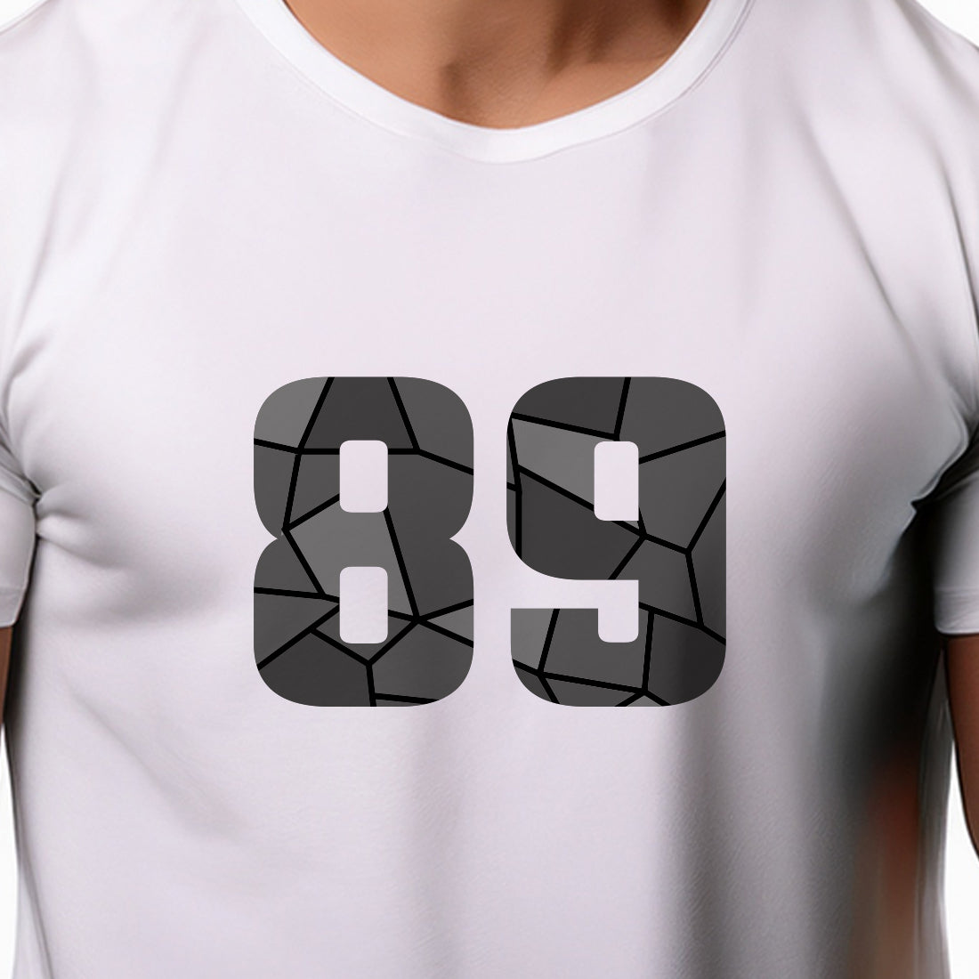 89 Number Men Unisex T-Shirt | Custom Number Graphic Tee (White)
