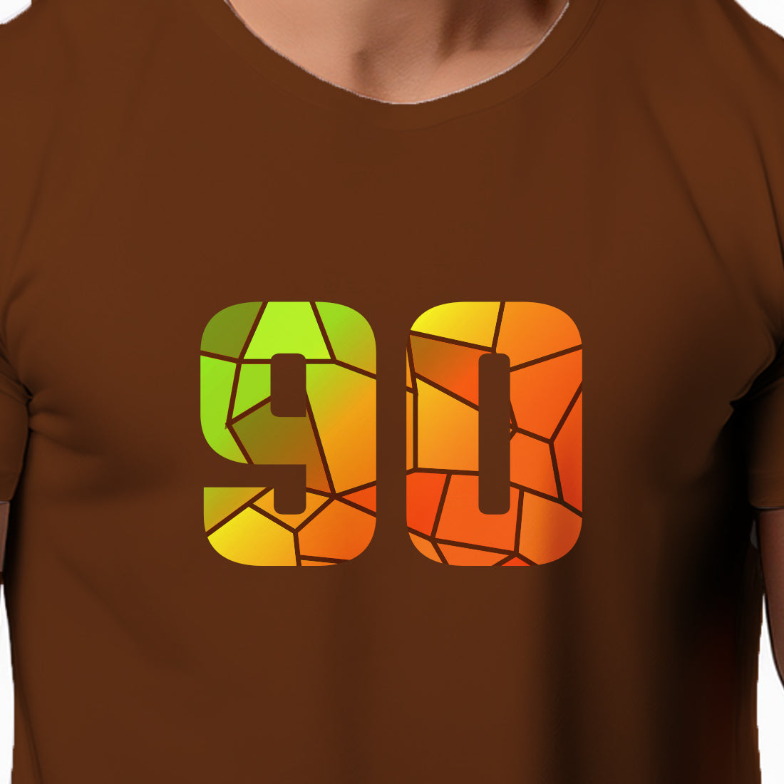 90 Number Men Unisex T-Shirt | Custom Number Graphic Tee (Brown)