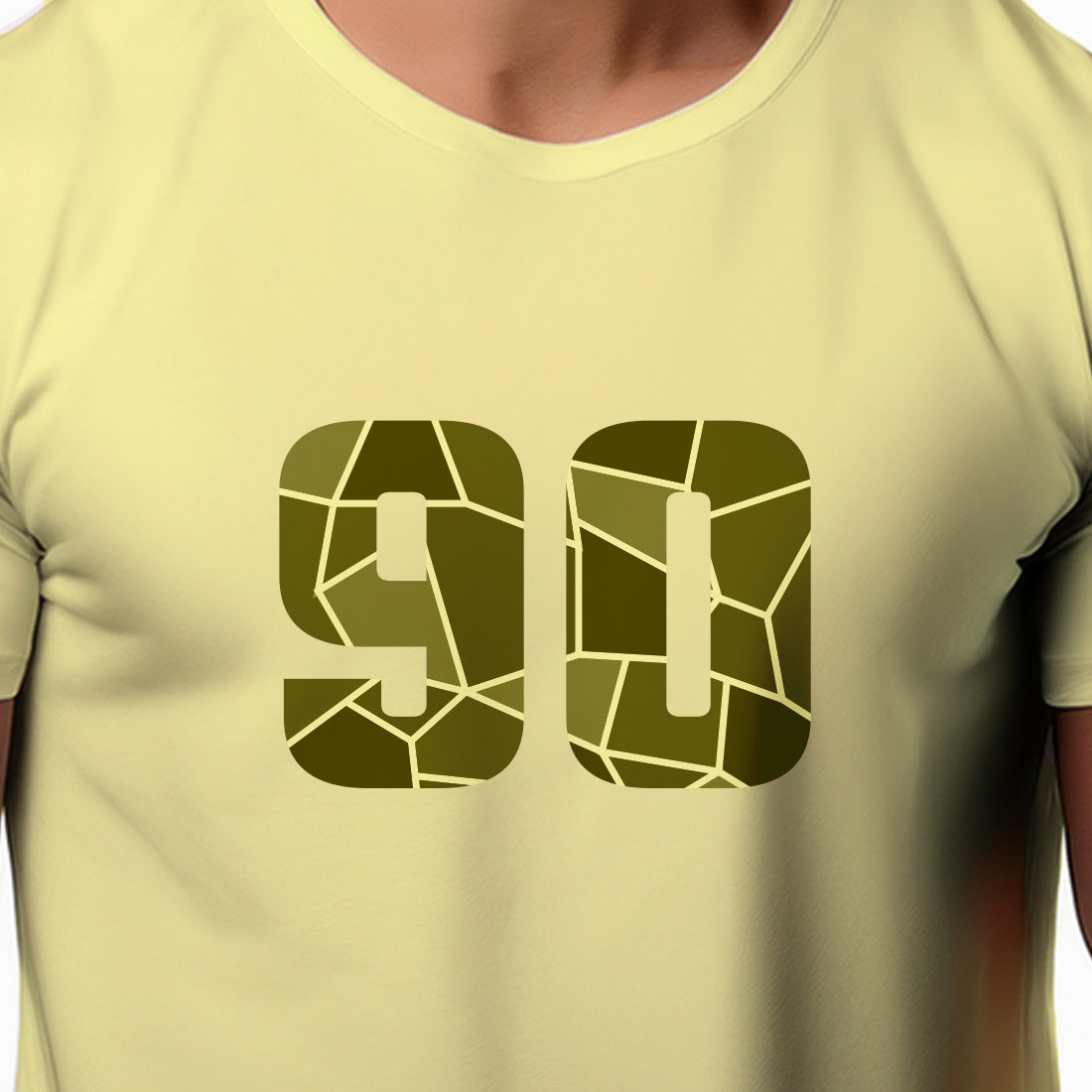 90 Number Men Unisex T-Shirt | Custom Number Graphic Tee (Butter Yellow)