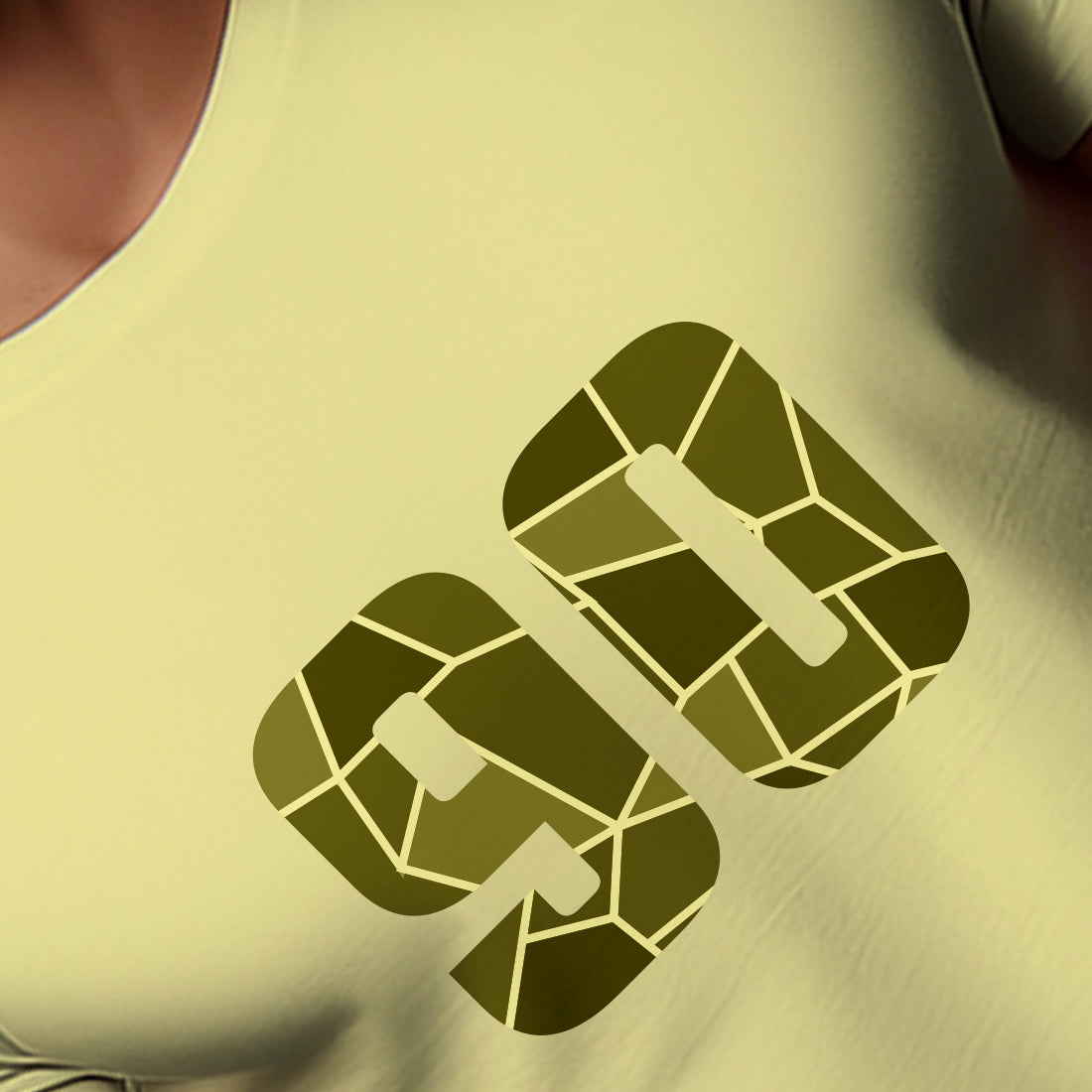 90 Number Men Unisex T-Shirt | Custom Number Graphic Tee (Butter Yellow)