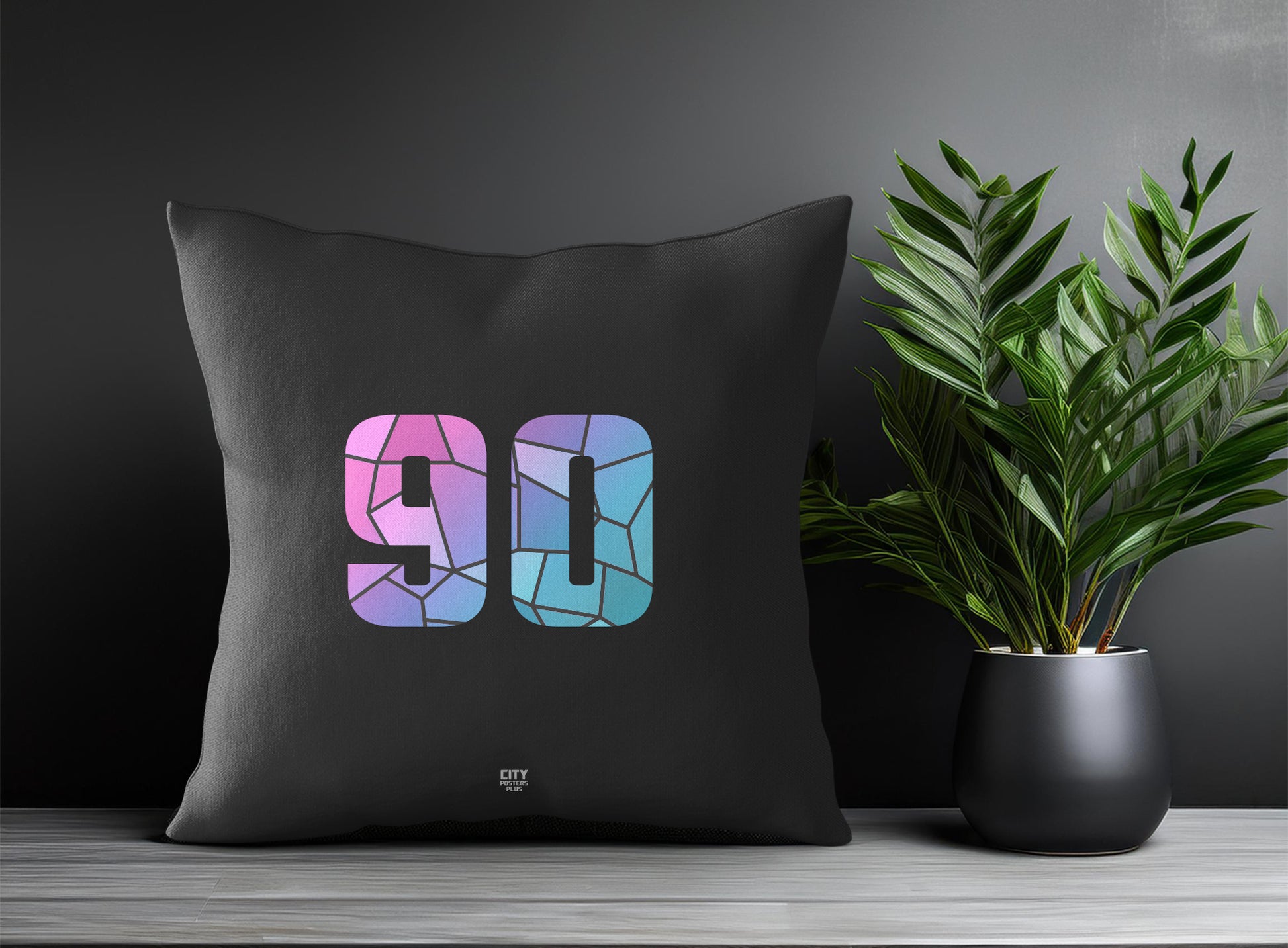 90 Number Pillow Case and Pillow Throw (Charcoal Grey)