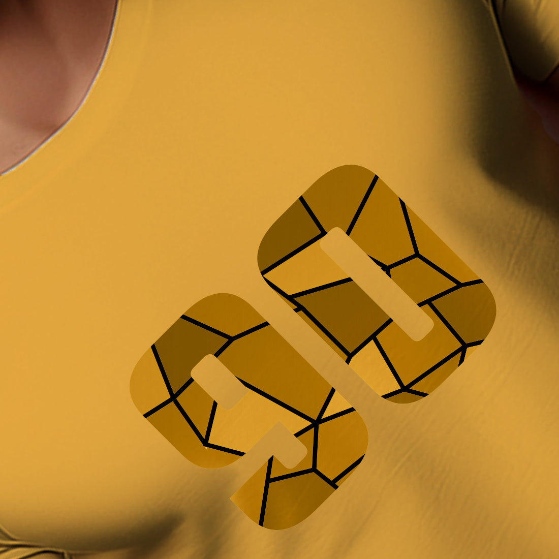 90 Number Men Unisex T-Shirt | Custom Number Graphic Tee (Golden Yellow)