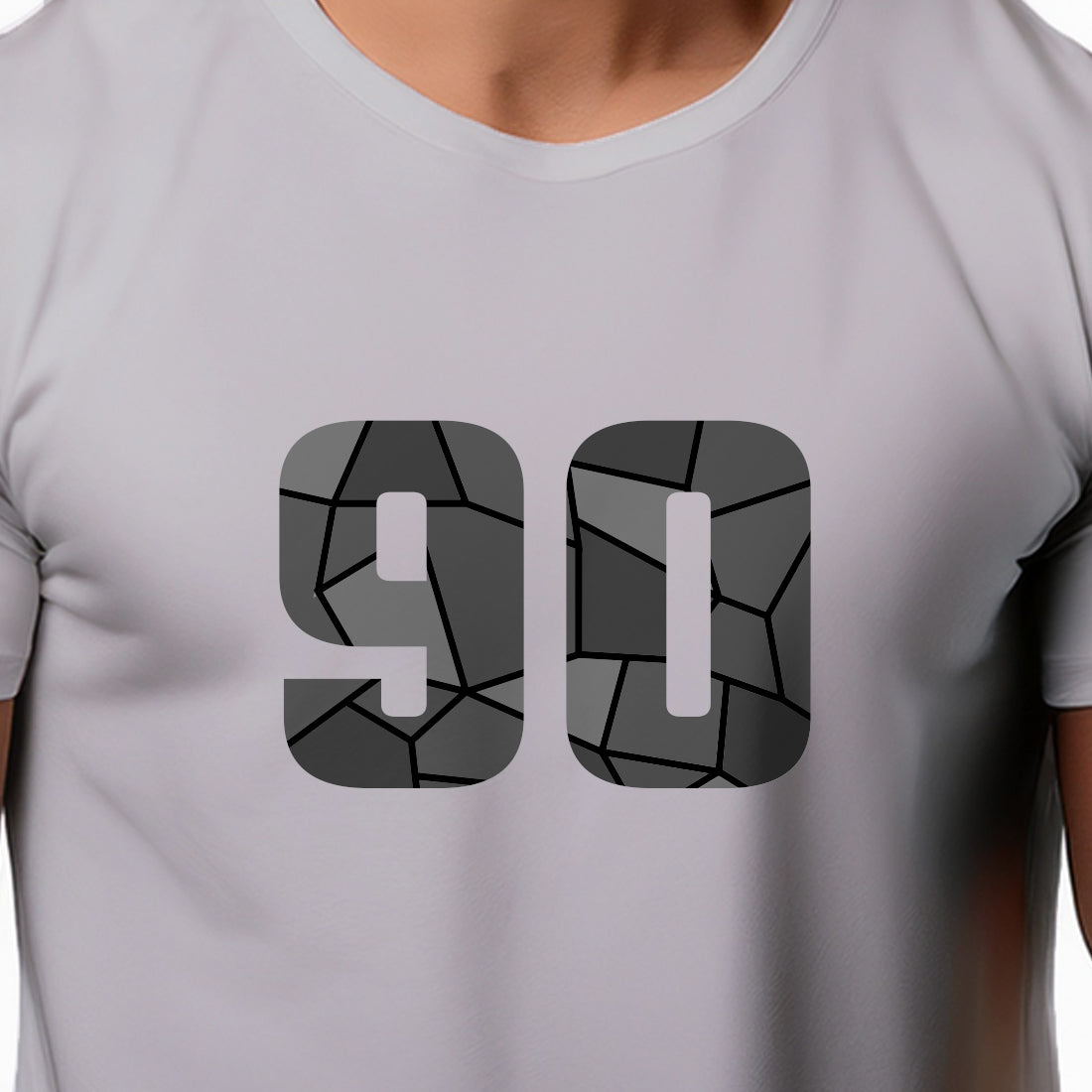 90 Number Men Unisex T-Shirt | Custom Number Graphic Tee (Melange Grey)