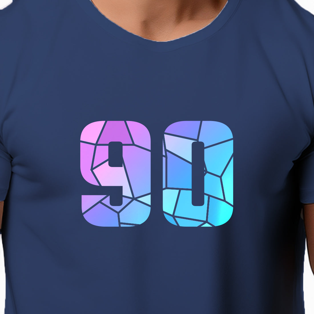 90 Number Men Unisex T-Shirt | Custom Number Graphic Tee (Navy Blue)