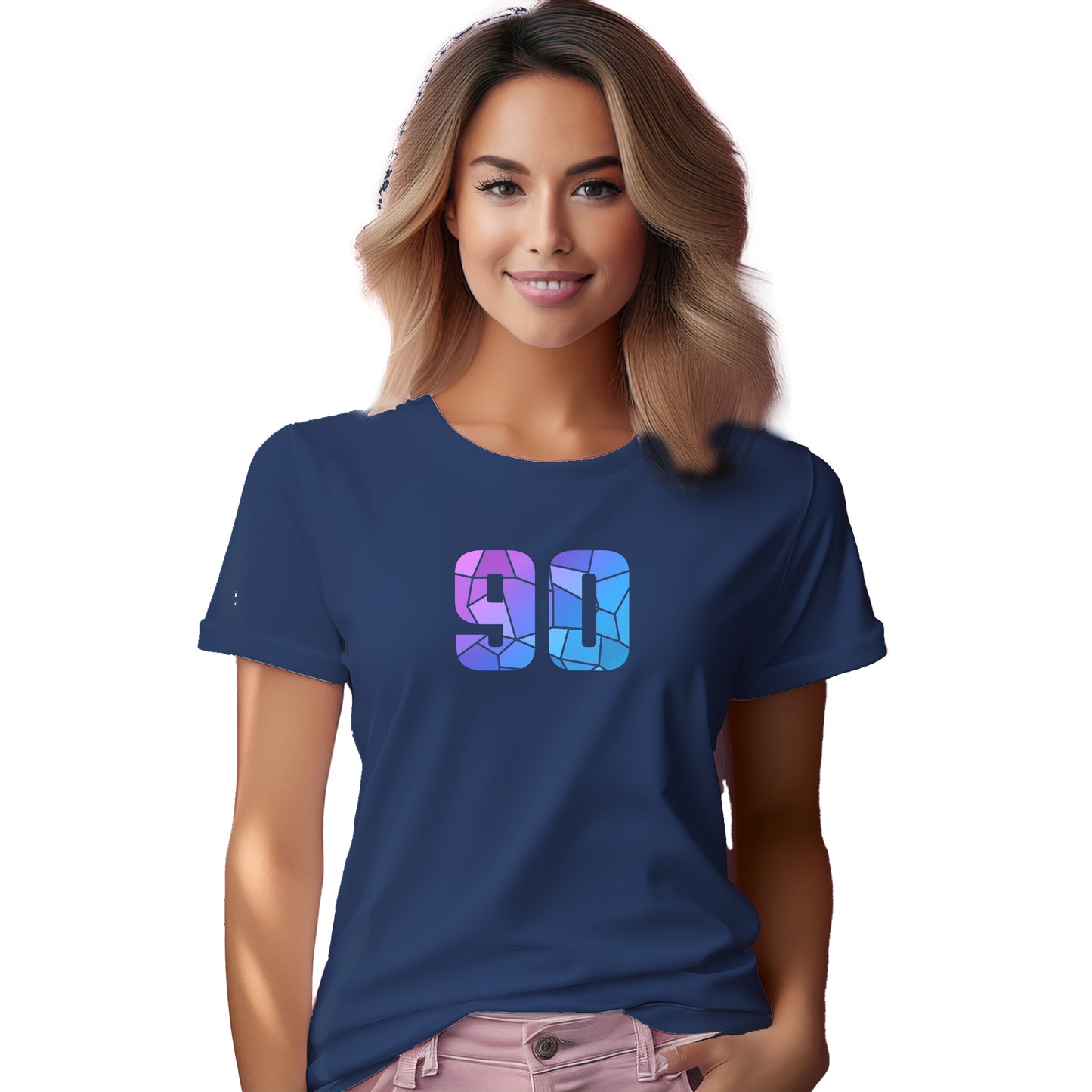 90 Number Women T-Shirt (Navy Blue)