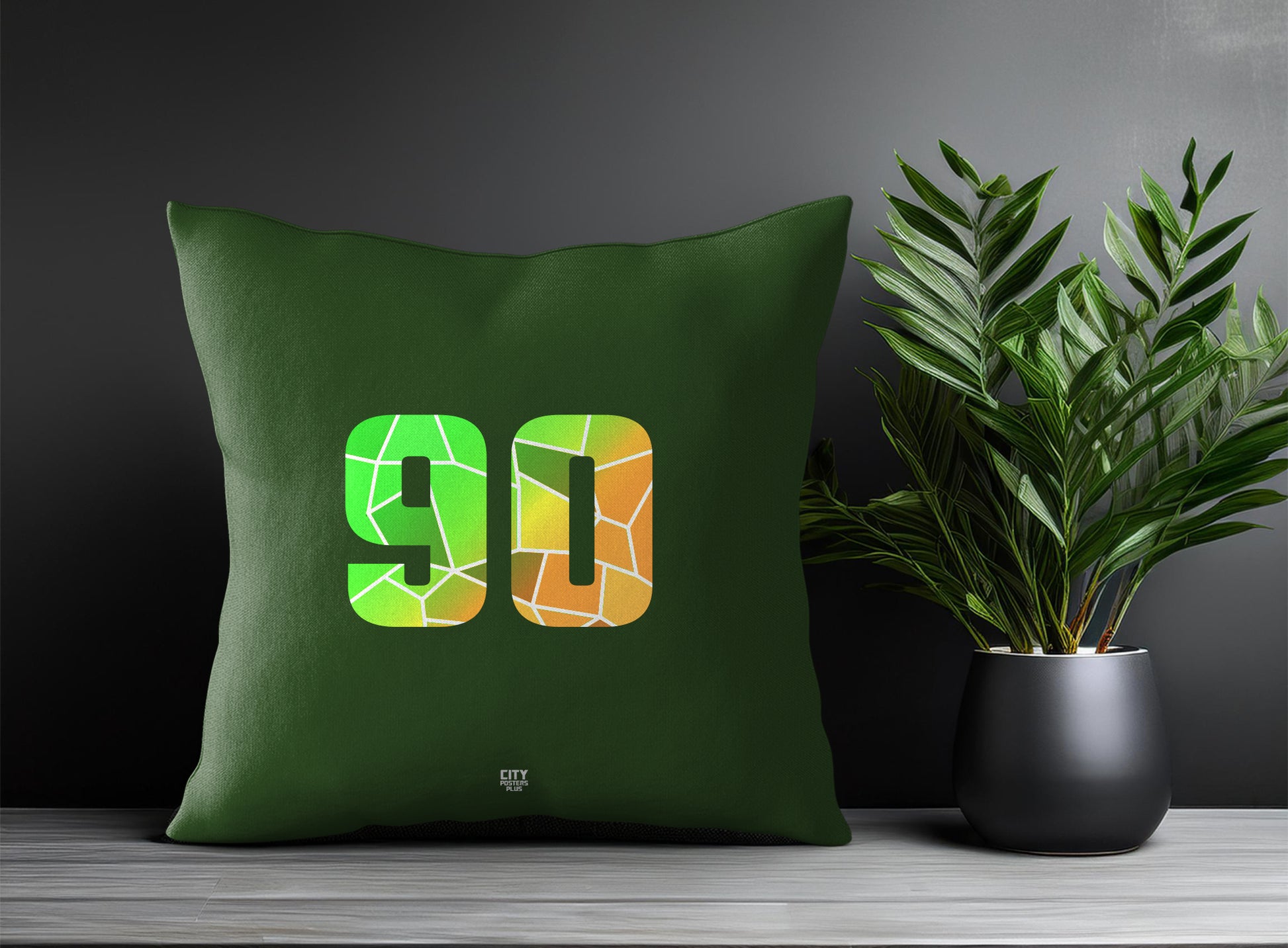 90 Number Pillow Case and Pillow Throw (Olive Green)