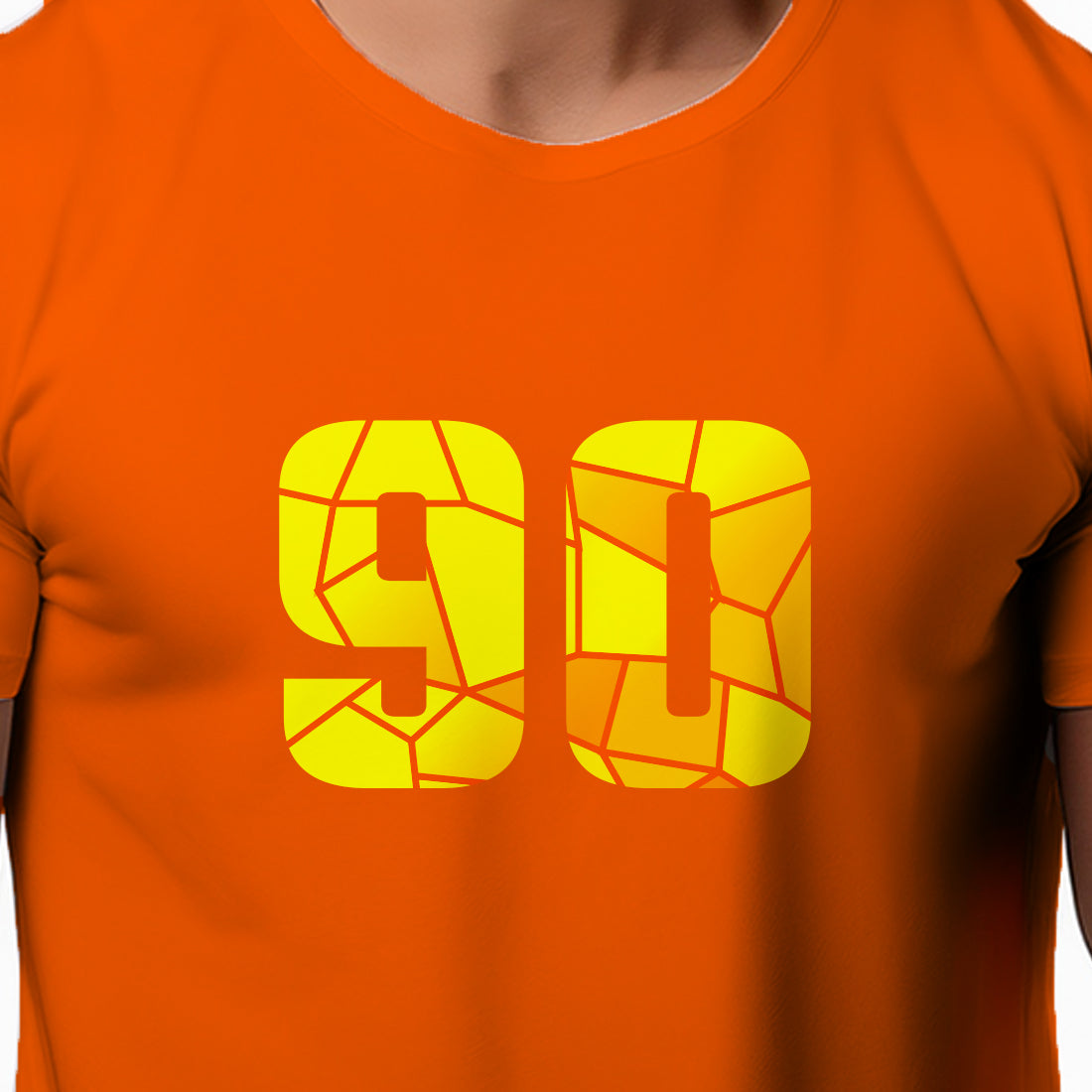 90 Number Men Unisex T-Shirt | Custom Number Graphic Tee (Orange)