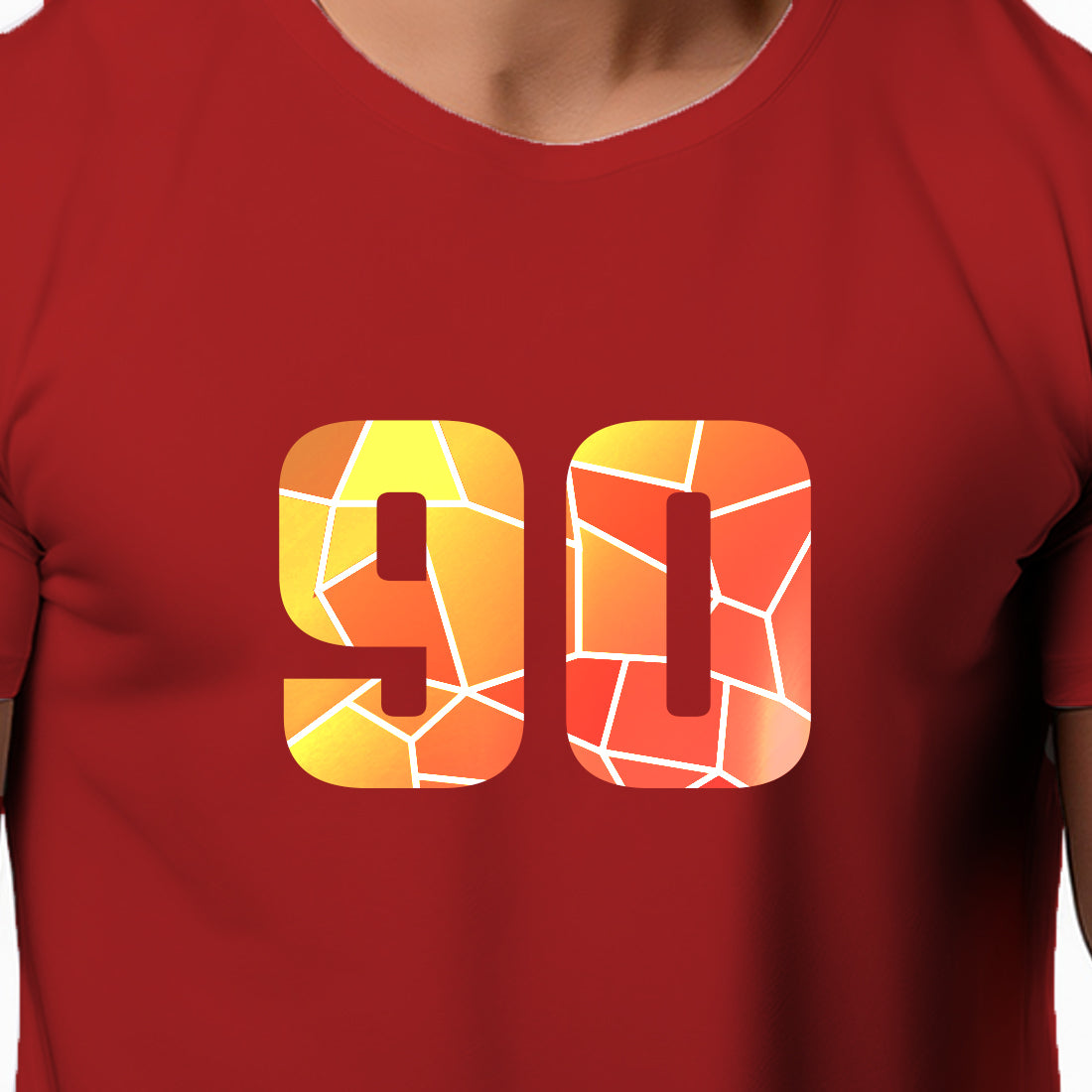 90 Number Men Unisex T-Shirt | Custom Number Graphic Tee (Red)
