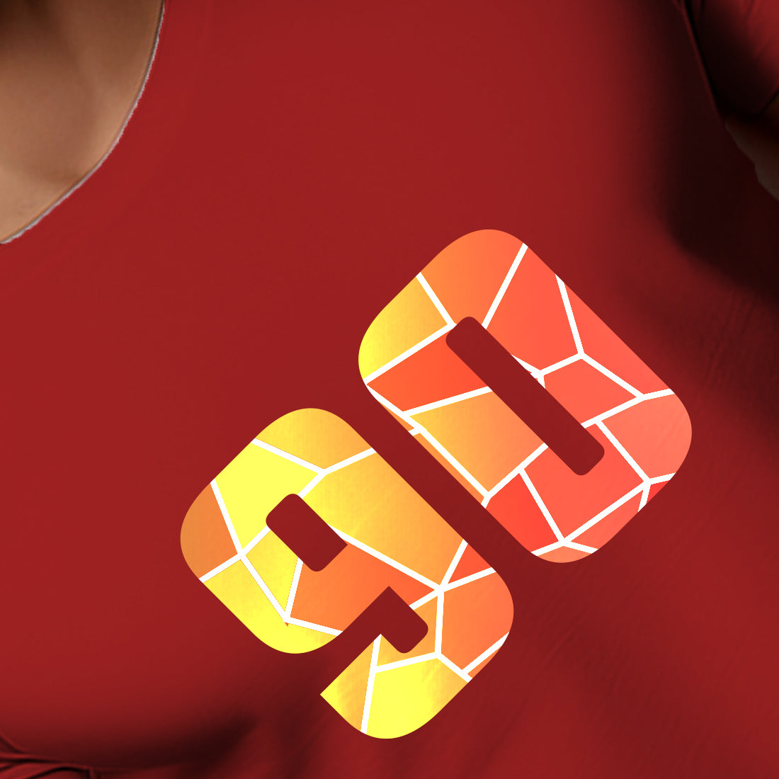 90 Number Men Unisex T-Shirt | Custom Number Graphic Tee (Red)