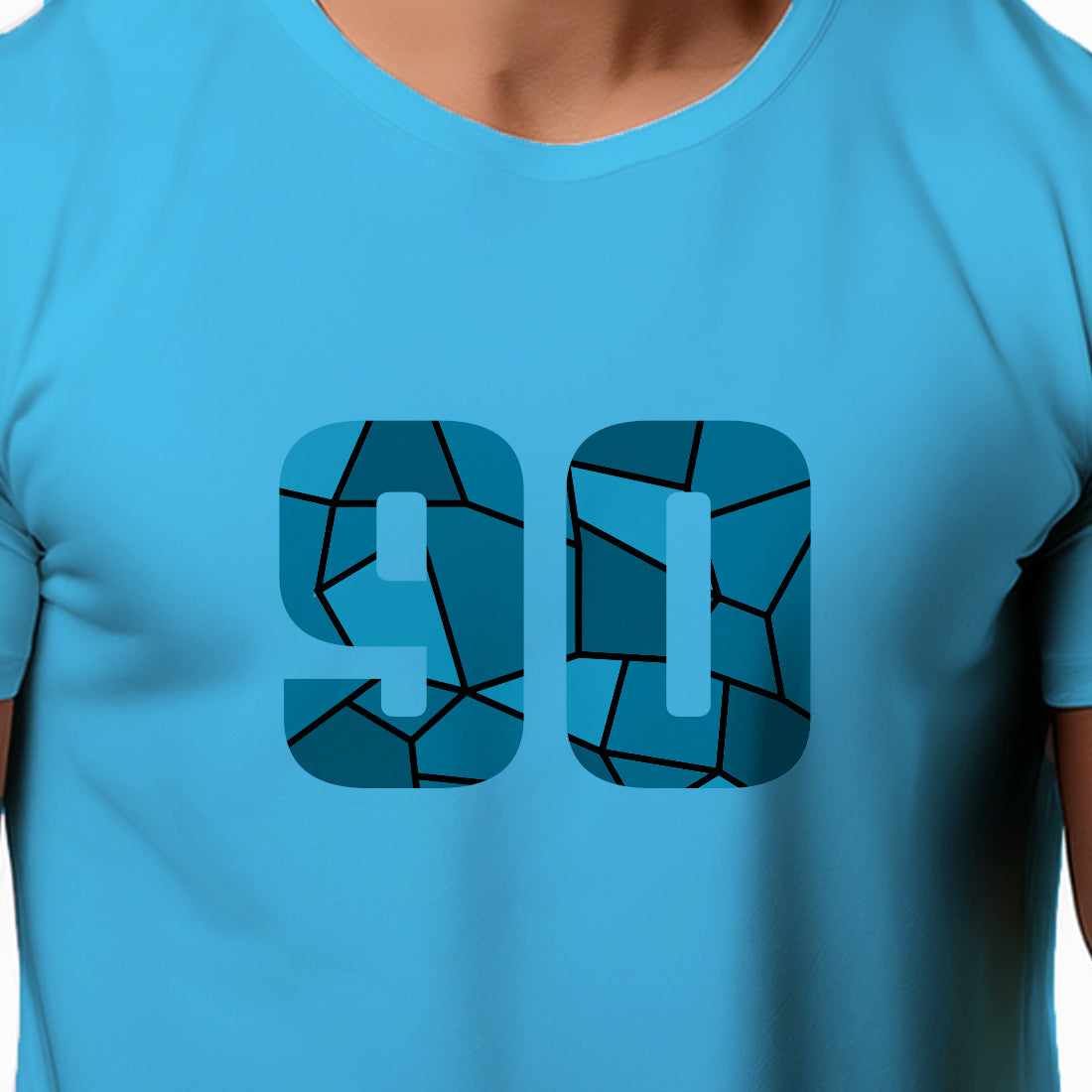 90 Number Men Unisex T-Shirt | Custom Number Graphic Tee (Sky Blue)