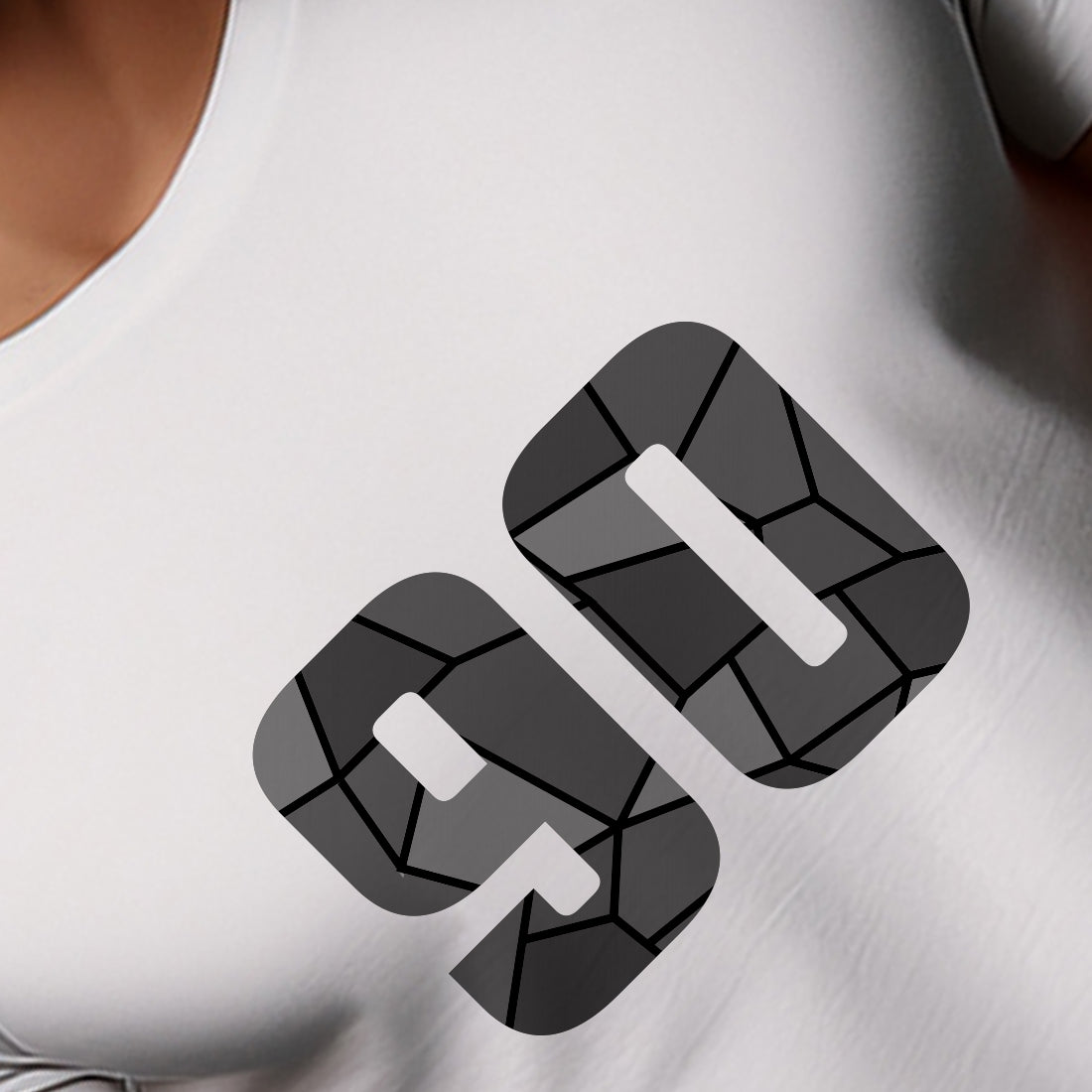 90 Number Men Unisex T-Shirt | Custom Number Graphic Tee (White)